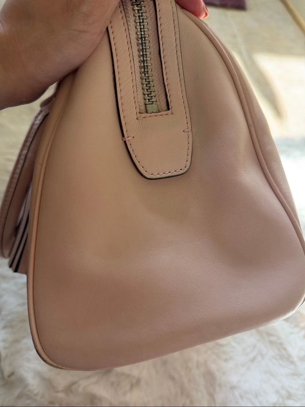 Coach Blush Pink Pebbled Leather Satchel with Tassels